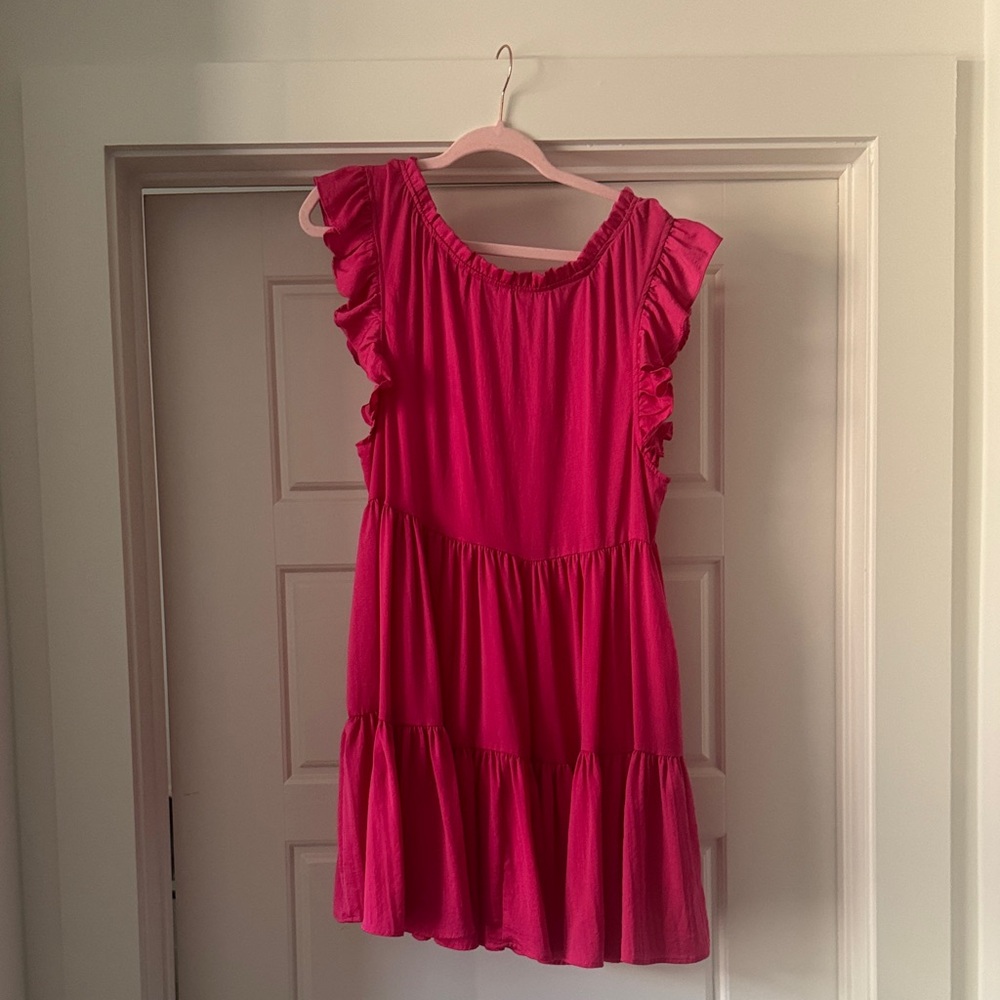 Glam Fuchsia Ruffle Midi Dress